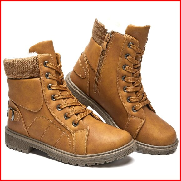 Women's Winter Snow Boots Fur Lined Ankle Boots Side Zipper Waterproof